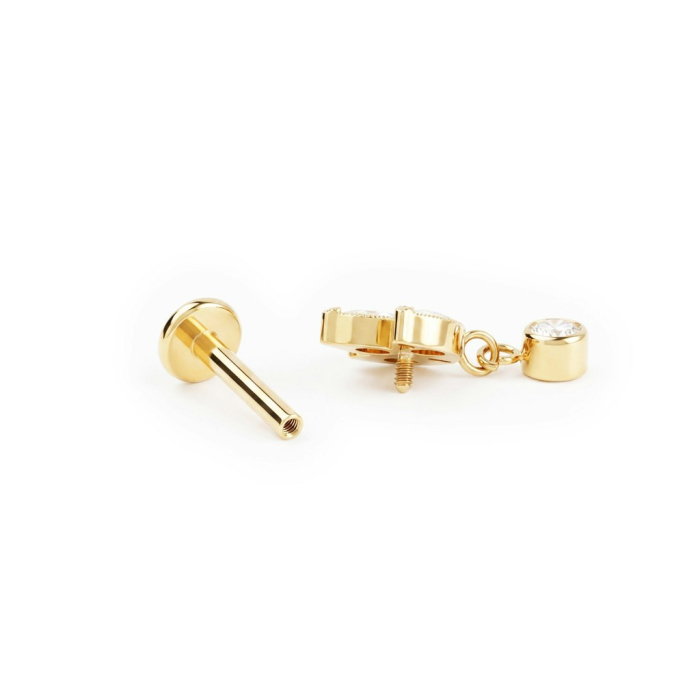 Labret din titan cu model floare de lotus și pandant cu piatră [4]