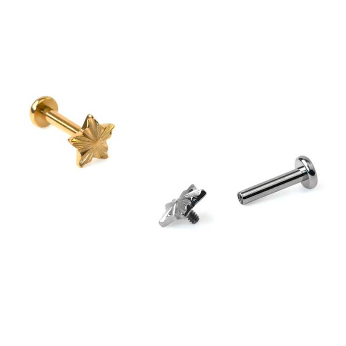 Piercing  din titan în formă de stea cu model texturat [1]