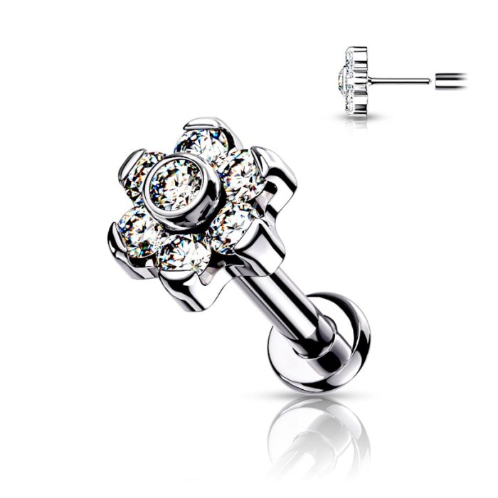 Piercing  push-in din titan cu floare din pietre [1]