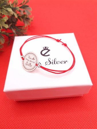 Bratara Cu Bile Si Banut Personalizata -For A Very Special Sister ,  Argint 925  (16.5 mm ) [1]