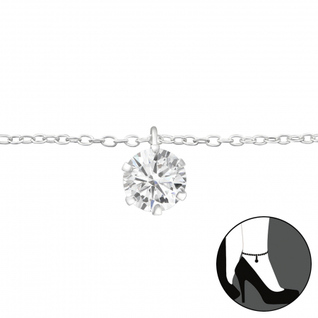 Bratari de picior - Bratara De Picior Argint 925- Cristal Rotund