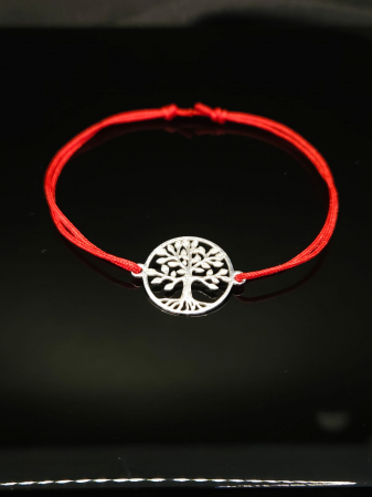 Bratari handmade - Bratara Snur Reglabil, Copacul Vietii -Argint 925