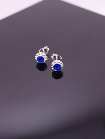 Cercei Argint 925- Crystal White -Blue 6mm [2]