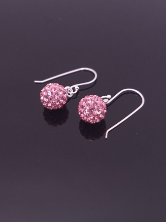Cercei Argint 925- Minge Crystal  Roz 8mm [1]