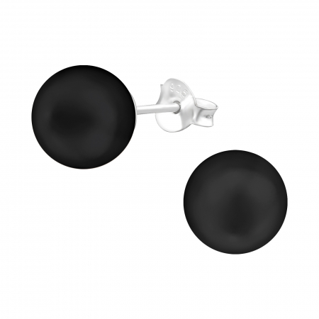 Cercei rotunzi - Cercei Argint 925- Perle Black  -8 mm