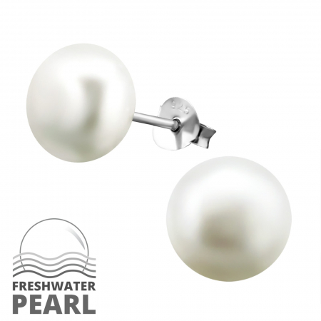 Cercei rotunzi - Cercei Argint 925- Perle De Apa Dulce-10 mm