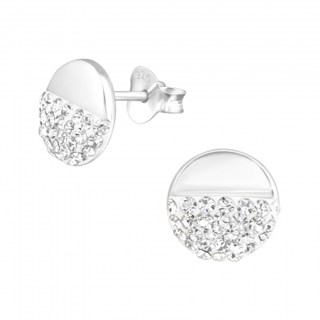 Cercei cu pietre - Cercei Argint 925- Rotund Cu Crystale 8 mm