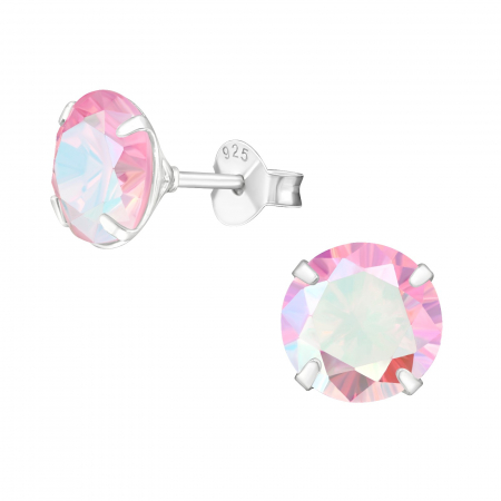 Cercei cu pietre - Cercei Argint 925 - Cristal Roz 8mm