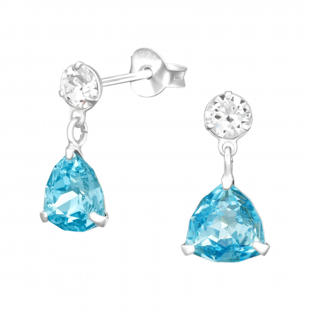 Cercei cu pietre - Cercei Argint 925 -  Triunghi Crystal Suspendat