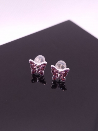 Cercei Copii Argint 925 -  Fluture Crystal Mov [1]