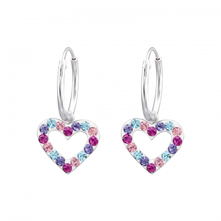Bijuterii copii - Cercei Copii Argint 925- Inima  Crystal Color