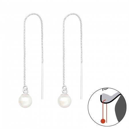 Cercei rotunzi - Cercei Lant Perla 6 mm -Argint 925