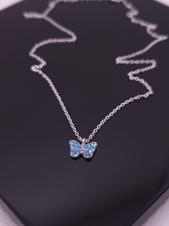 Colier Copii Argint 925- Fluture Cristal Albastru [4]