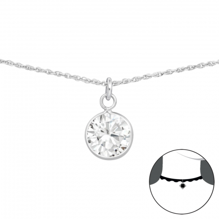 Coliere - Colier Argint 925-Crystal La Baza Gatului