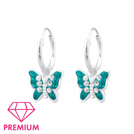 Cercei argint pentru copii - Fluture Cercei Premium Argint- 925