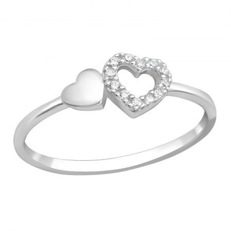 Inele - Inel Argint 925- Double Hearts