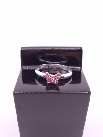 Inel Argint-925 Fluture  Cristale Roz  Copii [1]