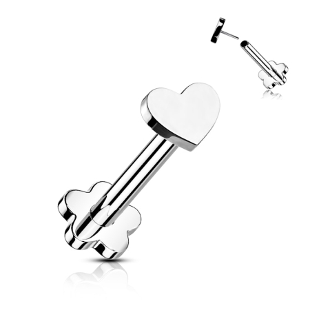 Piercinguri - Piercing  din titan cu două capete cu floare și inimă