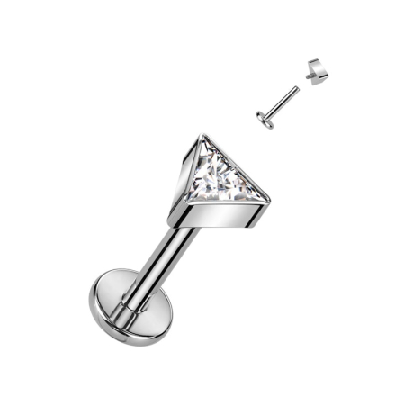 Piercinguri - Piercing din titan cu fir interior și piatră în formă de triunghi