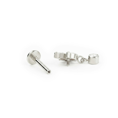 Labret din titan cu model floare de lotus și pandant cu piatră [1]