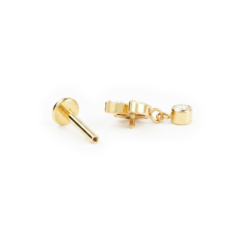 Labret din titan cu model floare de lotus și pandant cu piatră [3]
