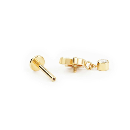 Labret din titan cu model floare de lotus și pandant cu piatră [3]