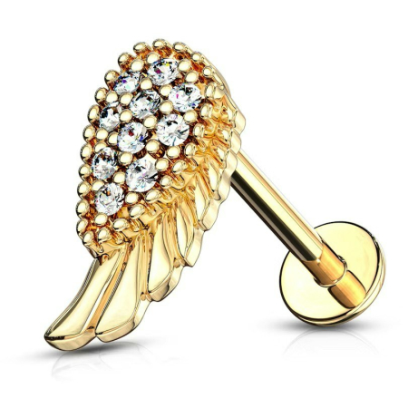 Piercinguri - Piercing în formă de aripă de înger cu multe pietre