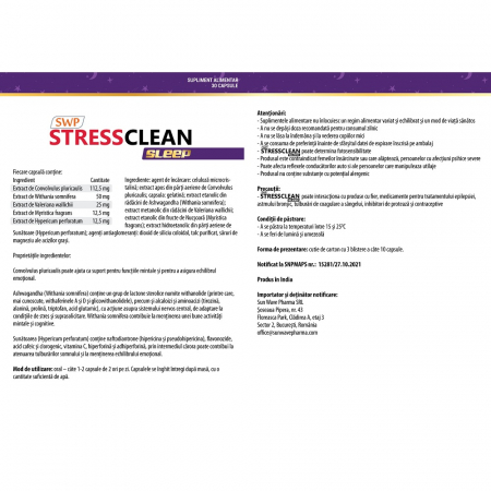 Suplimente Alimentare - Stressclean Sleep, 30 Capsule, Sun Wave Pharma