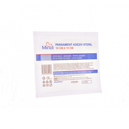 Sanatate si Frumusete - Minut Pansament Adeziv Steril Pore 10X10Cm