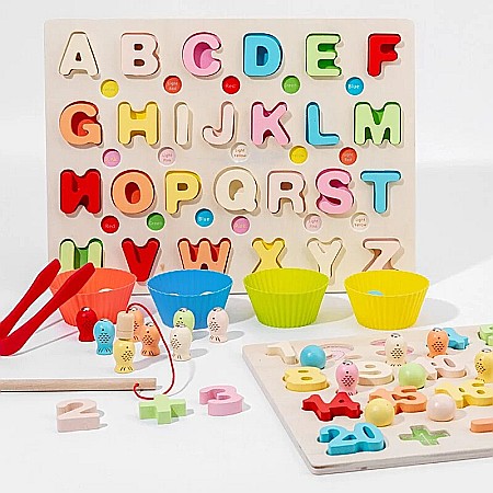 Joc Montessori 3 în 1 Litere sau Cifre