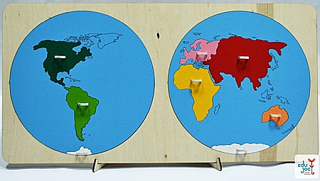 Fabricat în Moldova - Puzzle harta continente (Montessori)