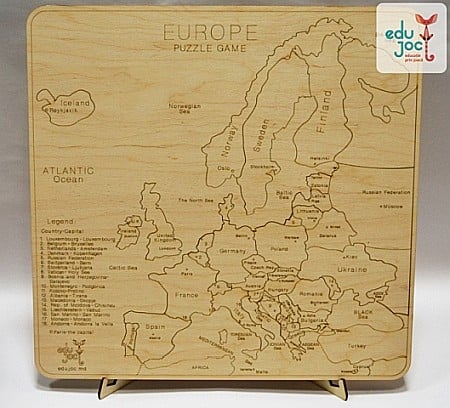 Fabricat în Moldova - Puzzle harta Europei natur in limba engleza