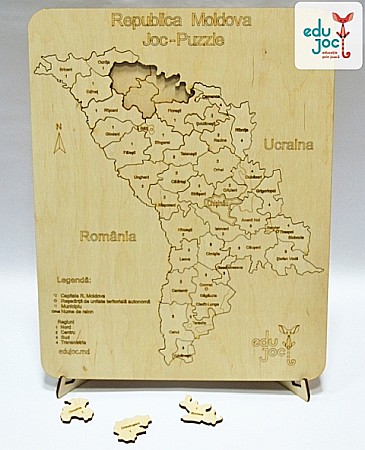 Fabricat în Moldova - Puzzle Harta R. Moldova cu umbre natur