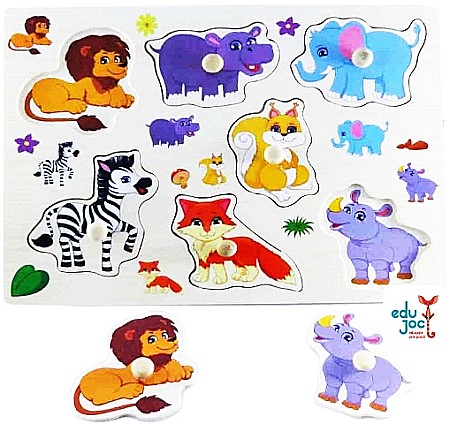Puzzle - Puzzle incastru animale salbatice cu desen