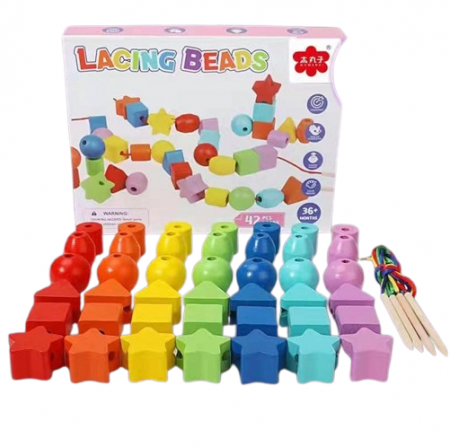 Noutăți - Set din lemn - Forme de șnuruit