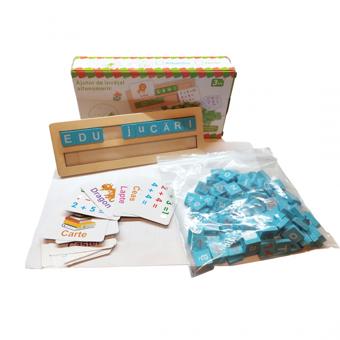 Joc multifunctional montessori de asociere si sortare in Limba Romana, Alfanumeric cu Cifre si Litere, Matematica si Alfabet, 3 ANI+, EduJucarii [5]