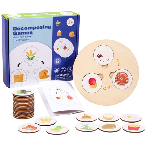 Joc educativ din lemn, Ciclul  si evolutia vietii Decomposing Games", Montessori, 30 piese, lemn, 3 ani+, EduJucarii [1]