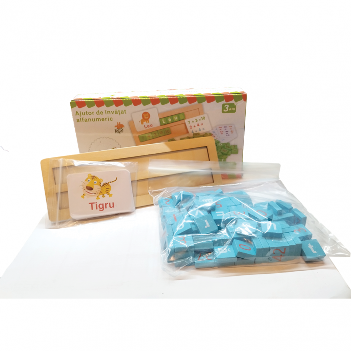 Joc multifunctional montessori de asociere si sortare in Limba Romana, Alfanumeric cu Cifre si Litere, Matematica si Alfabet, 3 ANI+, EduJucarii [2]
