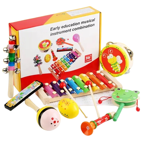 Set Instrumente Muzicale din Lemn pentru Copii, 8 Piese Educaționale, 3 ani+, Edujucarii [4]