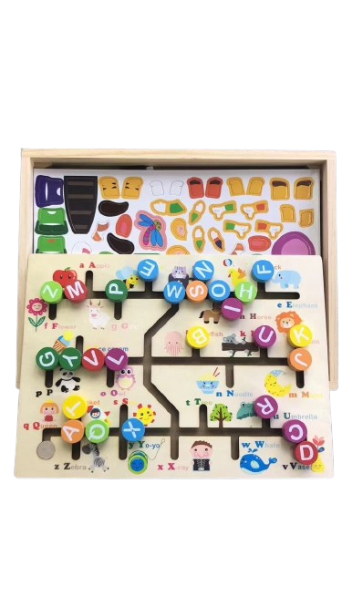 Joc Educativ din Lemn, Labirint cu Litere Magnetice,  Logical Thinking and puzzle Drawing Board, 3 ani+, EduJucarii [3]