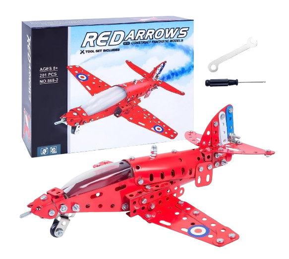 Kit constructie avion metalic Red Arrows, 201 piese, 8 ani+, EduJucarii [1]