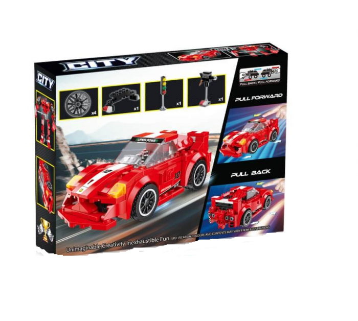 Set de constructie, Masinuta tranformabila in Robot, Gray Racing Car [3]