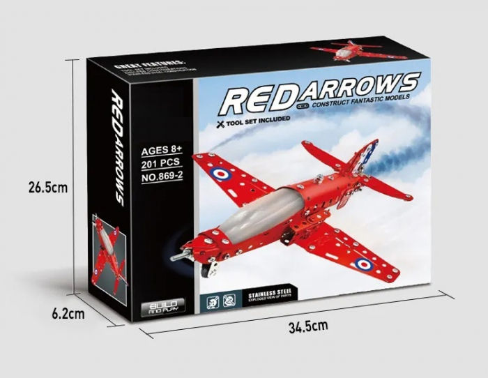 Kit constructie avion metalic Red Arrows, 201 piese, 8 ani+, EduJucarii [7]