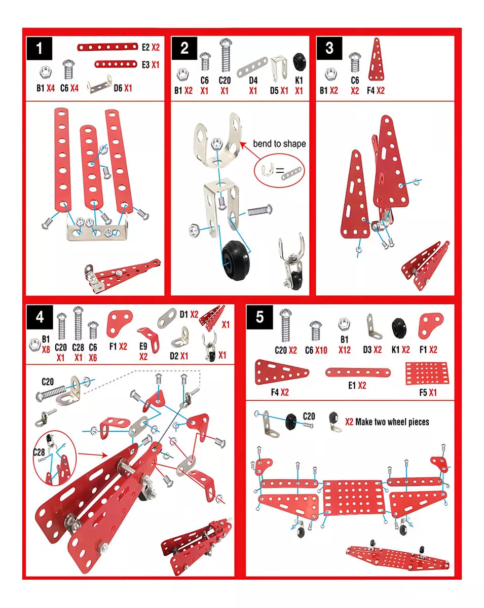 Kit constructie avion metalic Red Arrows, 201 piese, 8 ani+, EduJucarii [6]