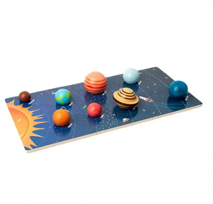 Puzzle 3D Sistemul Solar, Jucarie Educationala, Lemn, Montessori, 3 ani+, EduJucarii [2]