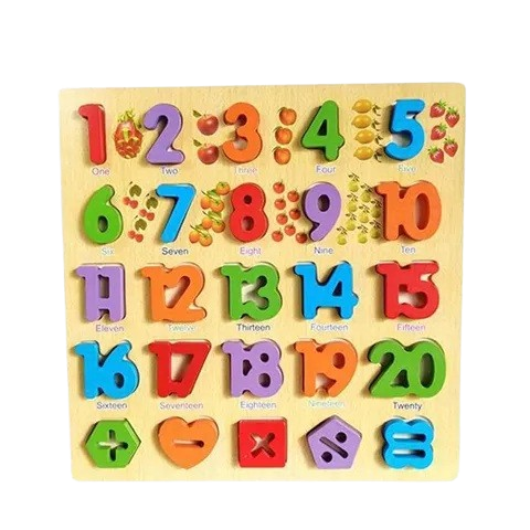Puzzle din Lemn, Cifre 1-20 si Forme Matematice, Colorat, cu Piese 3D, 3 ani+, EduJucarii [3]