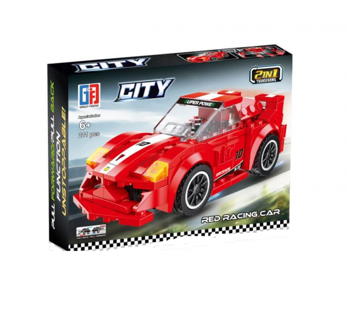 Set de constructie, Masinuta tranformabila in Robot, Gray Racing Car [2]