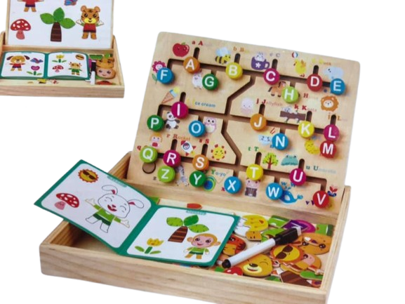 Joc Educativ din Lemn, Labirint cu Litere Magnetice,  Logical Thinking and puzzle Drawing Board, 3 ani+, EduJucarii [4]