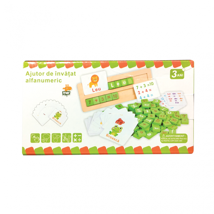 Joc multifunctional montessori de asociere si sortare in Limba Romana, Alfanumeric cu Cifre si Litere, Matematica si Alfabet, 3 ANI+, EduJucarii [7]