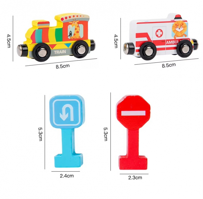 Set interactiv cu vehicule de interventie si indicatoare rutiere, trenulet magnetic si semne rutiere, Traffic Magnetic Teaching Vehicle, 15 piese, 3 ani+, EduJucarii [7]